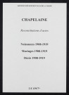 Chapelaine. Naissances, mariages, décès 1908-1919 (reconstitutions)