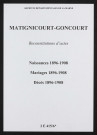 Matignicourt-Goncourt. Naissances, mariages, décès 1896-1908 (reconstitutions)