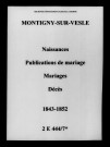 Montigny-sur-Vesle. Naissances, publications de mariage, mariages, décès 1843-1852