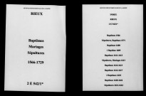 Rieux. Baptêmes, mariages, sépultures 1566-1729