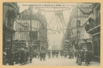 REIMS. Visite du président de la république à Reims (19 octobre 1913). Décoration des rues de l'Étape et de Talleyrand[Sans lieu] : Thuillier