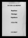 Écury-le-Repos. Baptêmes, mariages, sépultures 1723-1792