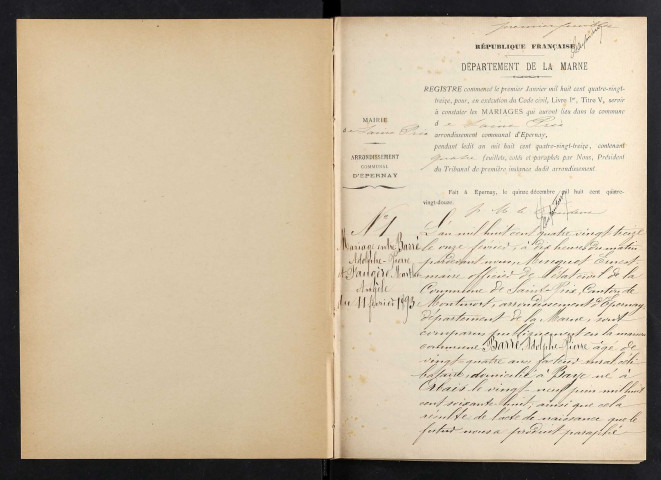 Saint-Prix. Mariages 1893-1929