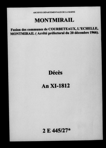 Montmirail. Décès an XI-1812