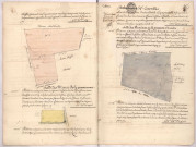 Arpentages et plans d'une pièce de terre au terroir de Villaumé et une autre au terroir de Cohan, lieu-dit le gros Chesne (1760) , Arpentage et plan d'une pièce de terre au terroir de Cohan, lieu-dit la Pasturelle (1760)