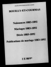 Bouilly. Naissances, mariages, décès, publications de mariage 1883-1892