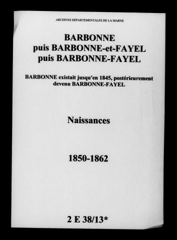 Barbonne-Fayel. Naissances 1850-1862
