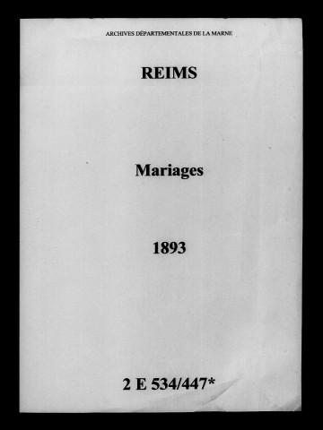 Reims. Mariages 1893