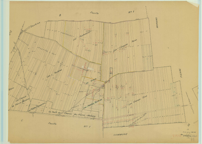 Val-des-Marais (51158). Coligny (51158). Section Y3 2 échelle 1/2000, plan remembré pour 1954, plan régulier (papier)