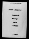 Bussy-le-Repos. Naissances, mariages, décès 1833-1852
