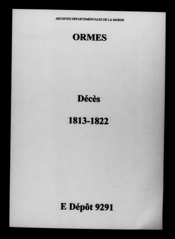 Ormes. Décès 1813-1822