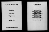 Cloyes-sur-Marne. Baptêmes, mariages, sépultures 1732-1742