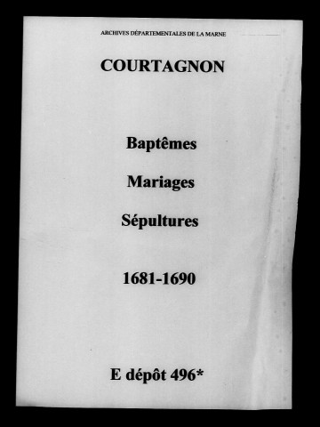 Courtagnon. Baptêmes, mariages, sépultures 1681-1690