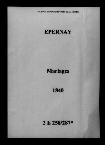Épernay. Mariages 1840