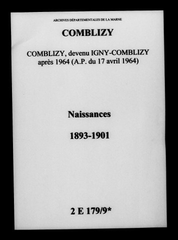 Comblizy. Naissances 1893-1901