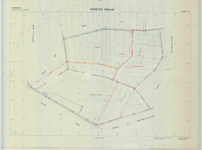 Noirlieu (51404). Section ZL échelle 1/2000, plan remembré pour 1979 (extension Saint-Mard-sur-le-Mont section ZB), plan régulier (calque)