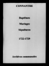 Connantre. Baptêmes, mariages, sépultures 1722-1729