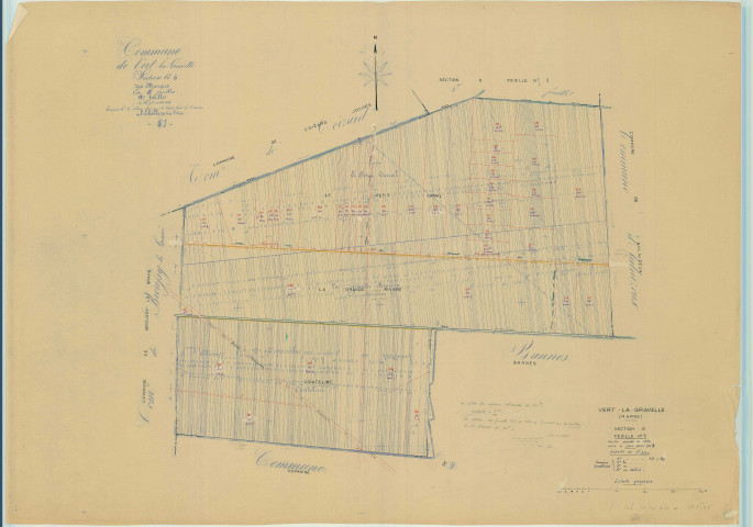 Vert-Toulon (51611). Section G3 échelle 1/2500, plan mis à jour pour 1958, plan non régulier (papier)