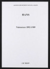 Hans. Naissances 1892-1909
