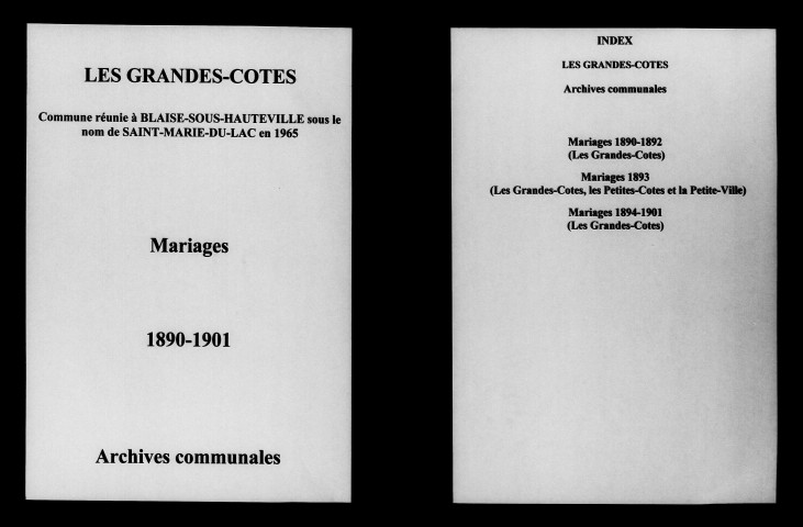 Grandes-Côtes (Les). Mariages 1890-1901
