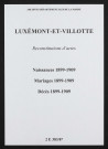 Luxémont-et-Villotte. Naissances, mariages, décès 1899-1909 (reconstitutions)