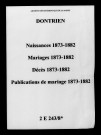 Dontrien. Naissances, mariages, décès, publications de mariage 1873-1882
