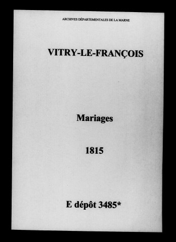 Vitry-le-François. Mariages 1815