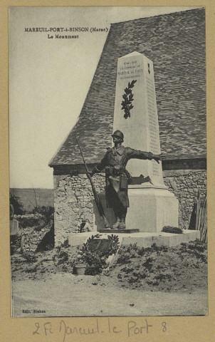MAREUIL-LE-PORT. Port-à-Binson. Monument. Édition Richez (imp. Ed. J Château-Thierry). [vers 1937] 
