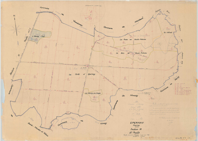 Épernay (51230). Section H2 échelle 1/5000, plan mis à jour pour 01/01/1962, non régulier (papier)