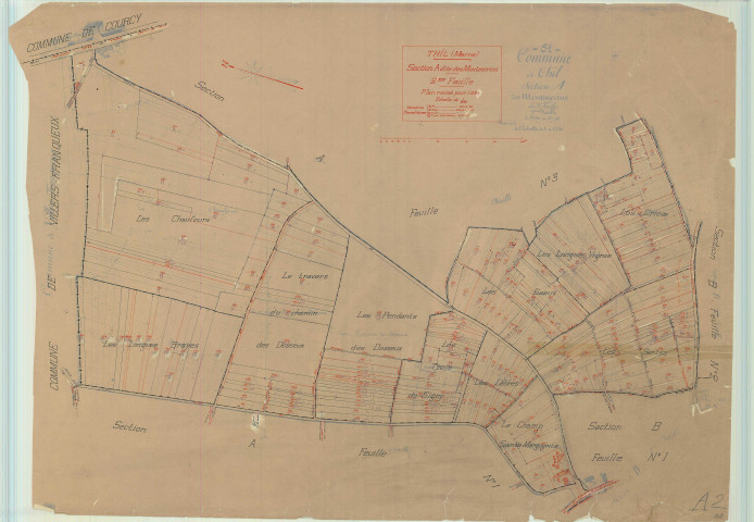Thil (51568). Section A2 échelle 1/1250, plan mis à jour pour 1934, plan non régulier (papier).