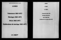 Ludes. Naissances, mariages, décès, publications de mariage 1863-1872