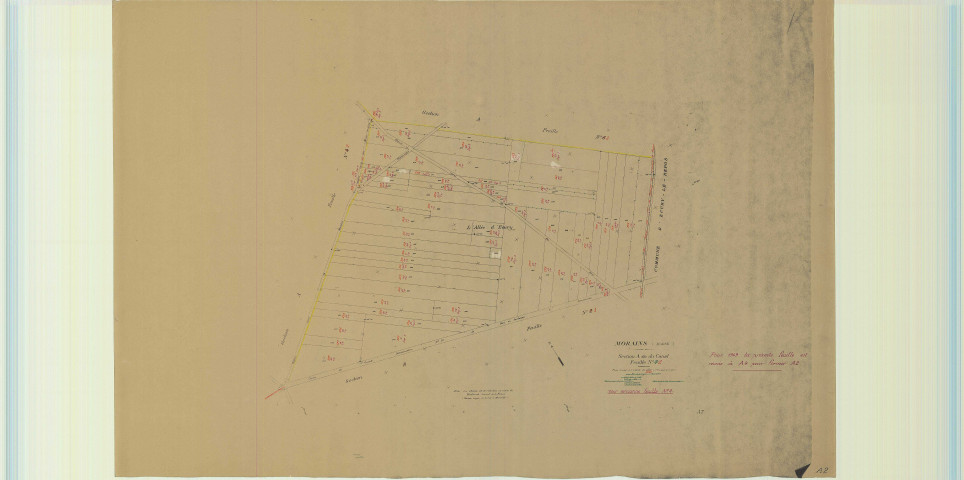 Val-des-Marais (51158). Morains (51383). Section A2 1 échelle 1/2000, plan mis à jour pour 1948 (ancienne section A7), plan non régulier (papier)