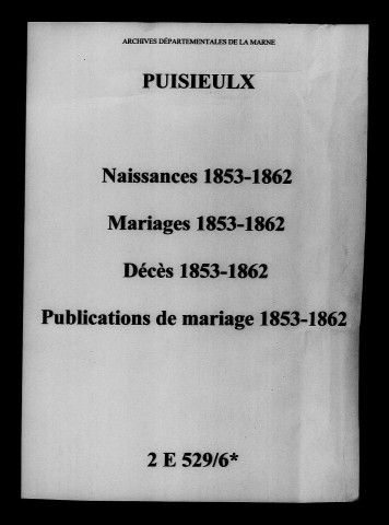 Puisieulx. Naissances, mariages, décès, publications de mariage 1853-1862