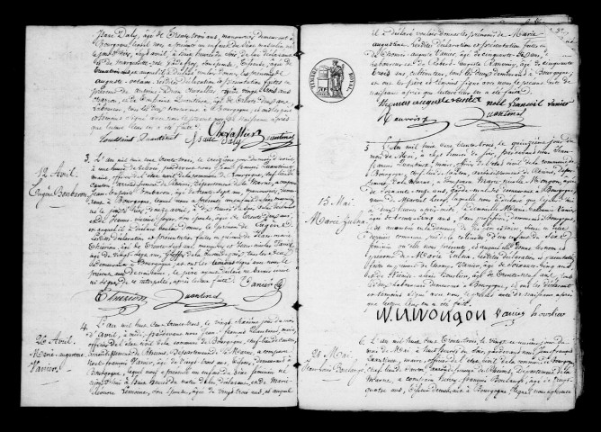 Bourgogne. Naissances, publications de mariage, mariages, décès 1833-1842