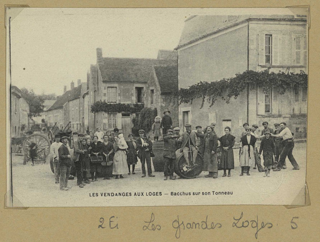 GRANDES-LOGES (LES). Les Vendanges aux Loges. Bacchus sur son Tonneau.