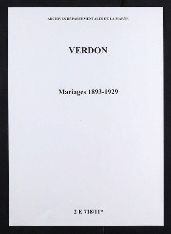 Verdon. Mariages 1893-1929