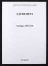 Baudement. Mariages 1893-1929