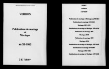 Verdon. Publications de mariage, mariages an XI-1862