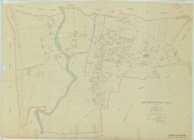 Heutrégiville (51293). Section C2 échelle 1/1000, plan mis à jour pour 1944, plan non régulier (papier).