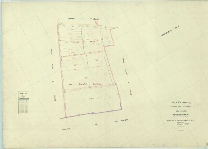 Selles (51529). Section Z2 échelle 1/2000, plan renouvelé pour 1953, plan régulier (papier).