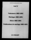 Sacy. Naissances, mariages, décès, publications de mariage 1883-1892