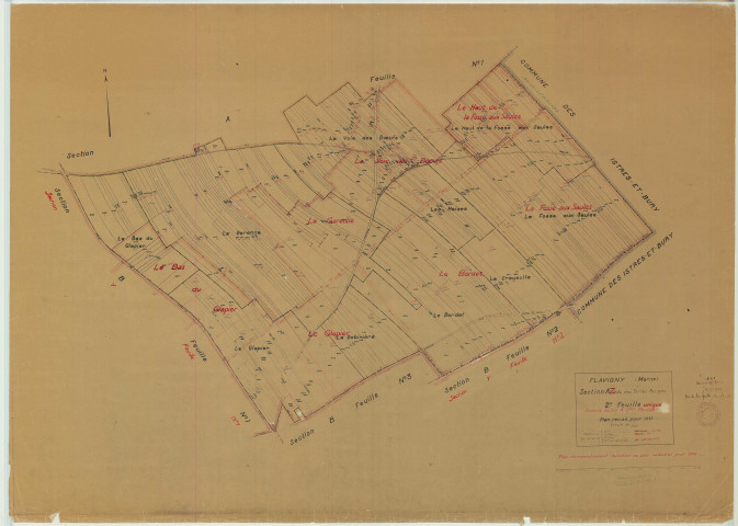 Flavigny (51251). Section Z2 échelle 1/2500, plan mis à jour pour 01/01/1952, non régulier (papier)