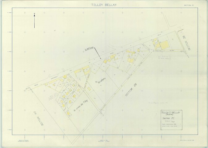 Tilloy-et-Bellay (51572). Section ZC échelle 1/1000, plan remanié pour 1990, plan régulier (papier armé)