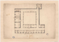 Abbaye de Huiron, plan du batiment du cloître étage, 1714.
