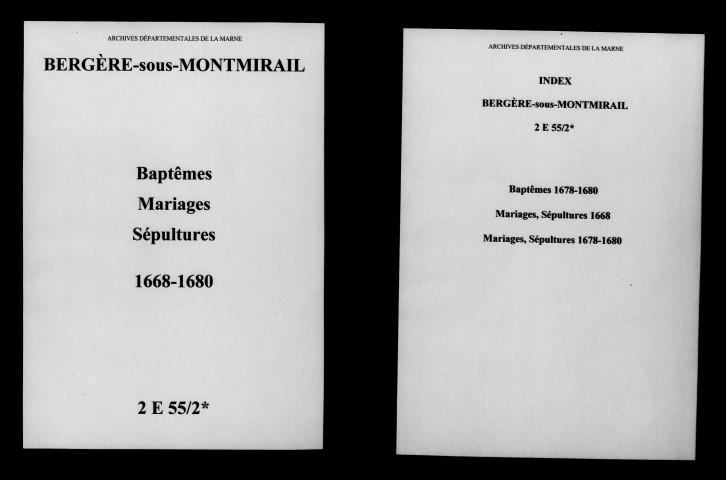 Bergères-sous-Montmirail. Baptêmes, mariages, sépultures 1668-1680