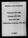 Bouilly. Naissances, mariages, décès, publications de mariage 1873-1882