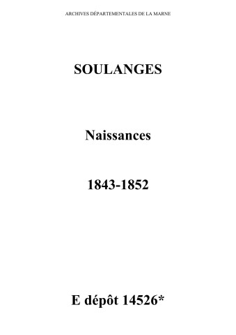 Soulanges. Naissances 1843-1852