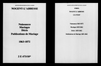 Nogent-l'Abbesse. Naissances, mariages, décès, publications de mariage 1863-1872