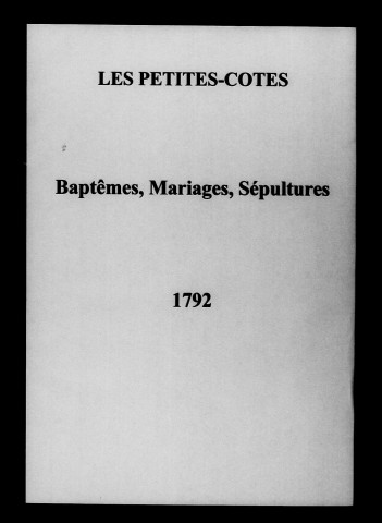 Petites-Côtes (Les). Naissances, mariages, décès 1792-1832