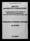 Brugny. Publications de mariage, mariages an XI-1832